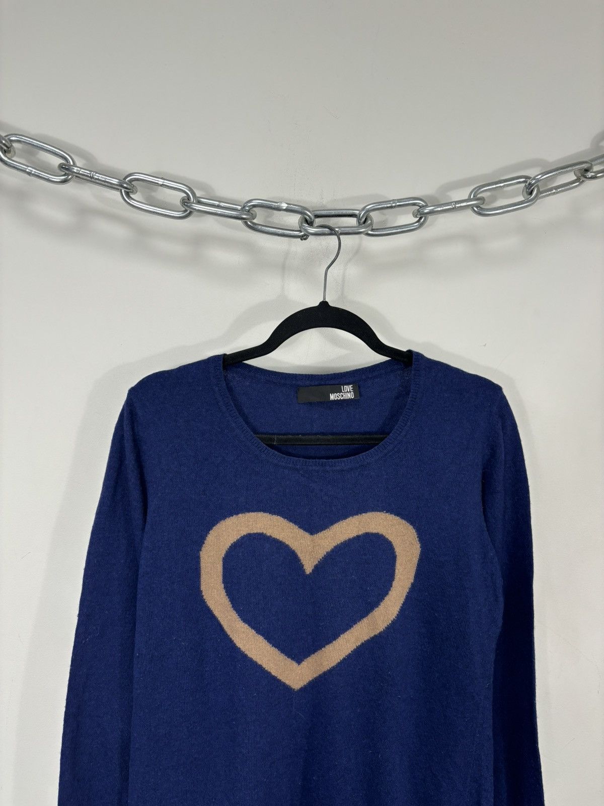 Love Moschino Love Moschino Women’s Heart Logo Blue Wool Cashmere Sweater Size M / US 6-8 / IT 42-44 - 2 Thumbnail