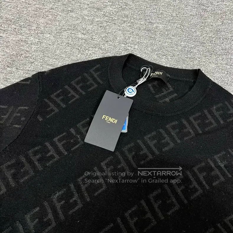 Fendi Fendi Double F Black Full Monogram Wool Knit Sweater Size US M / EU 48-50 / 2 - 6 Thumbnail