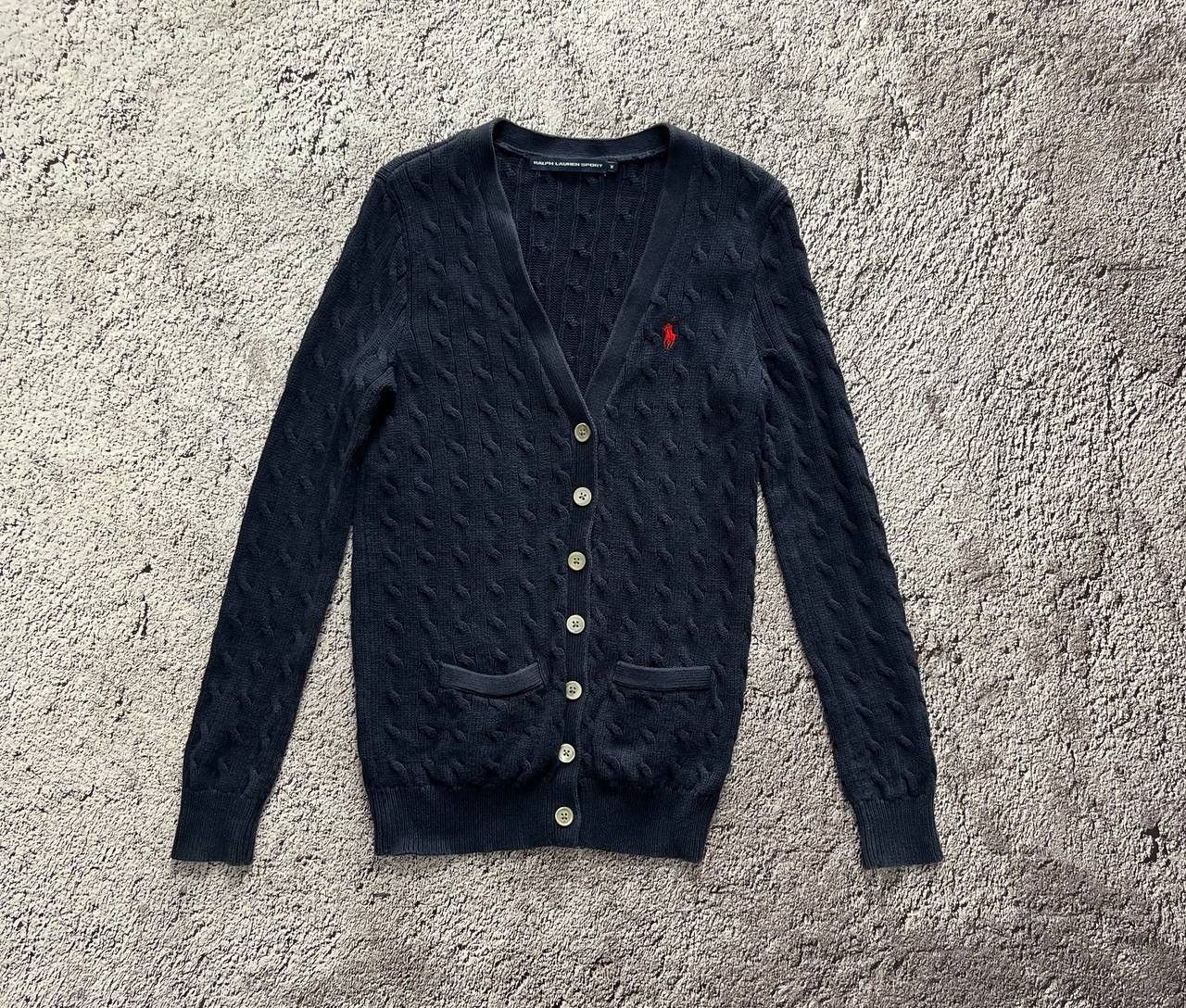 Ralph Lauren × Ralph Lauren Sport × Vintage Ralph Lauren Sport Cardigan Women's Blue Cable Knit Button Size M / US 6-8 / IT 42-44 - 1 Thumbnail