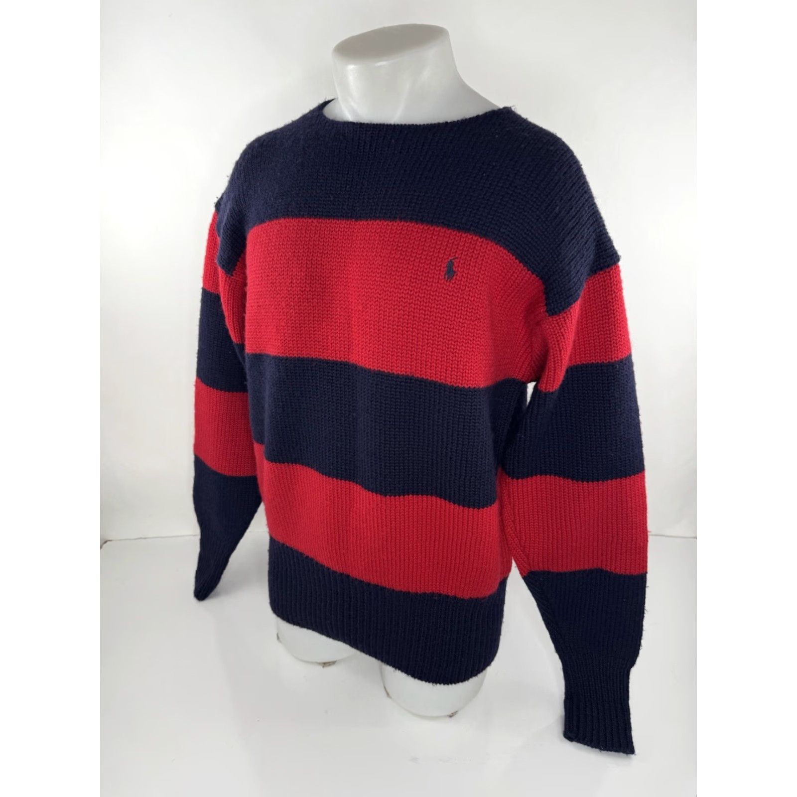 Polo Ralph Lauren POLO RALPH LAUREN Wool Embroidered Pony Oversized S Heavy Duty Knit Sweater Mens Pullover Red Blue Accessories TT Size US S / EU 44-46 / 1 - 2 Thumbnail