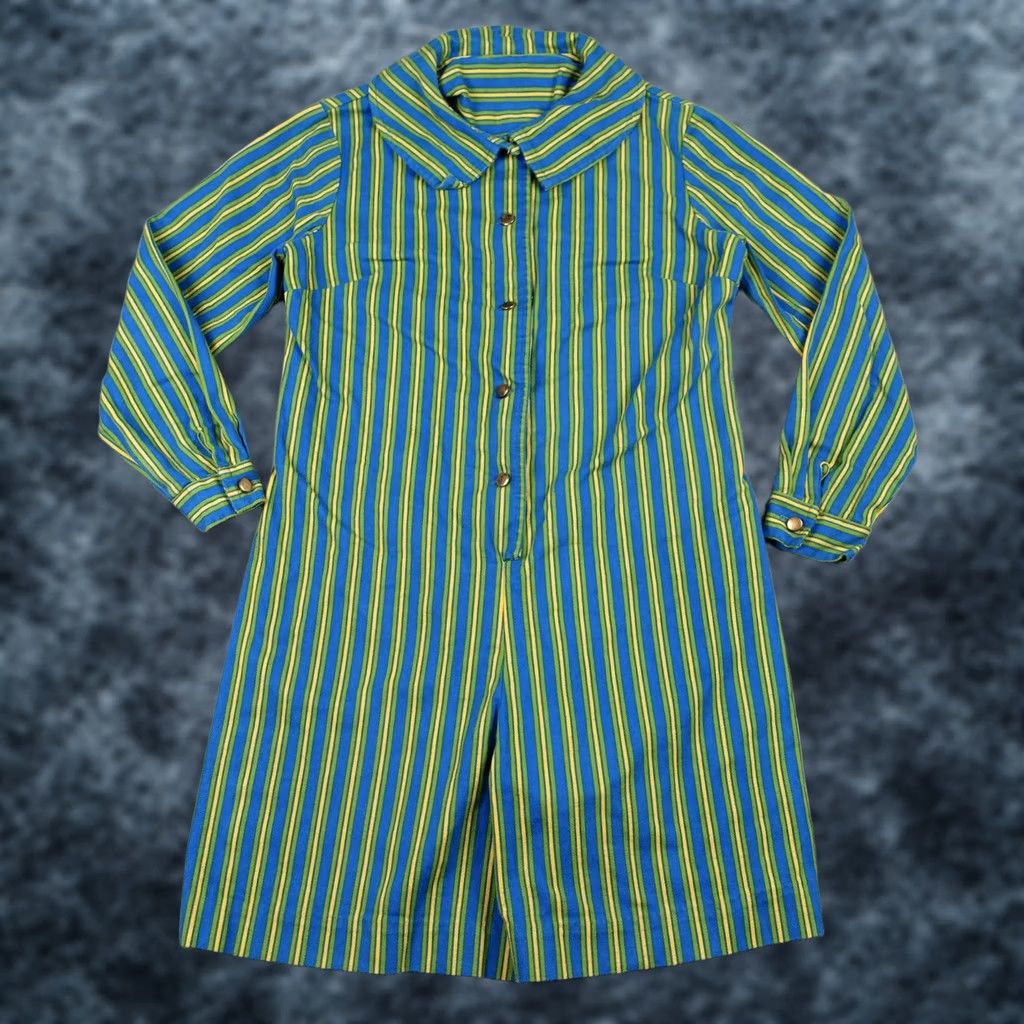 Vintage VINTAGE Fritzi Of California Jumpsuit Shirt Dress Striped 70s Womens M Blue Size 32" / US 10 / IT 46 - 1 Thumbnail