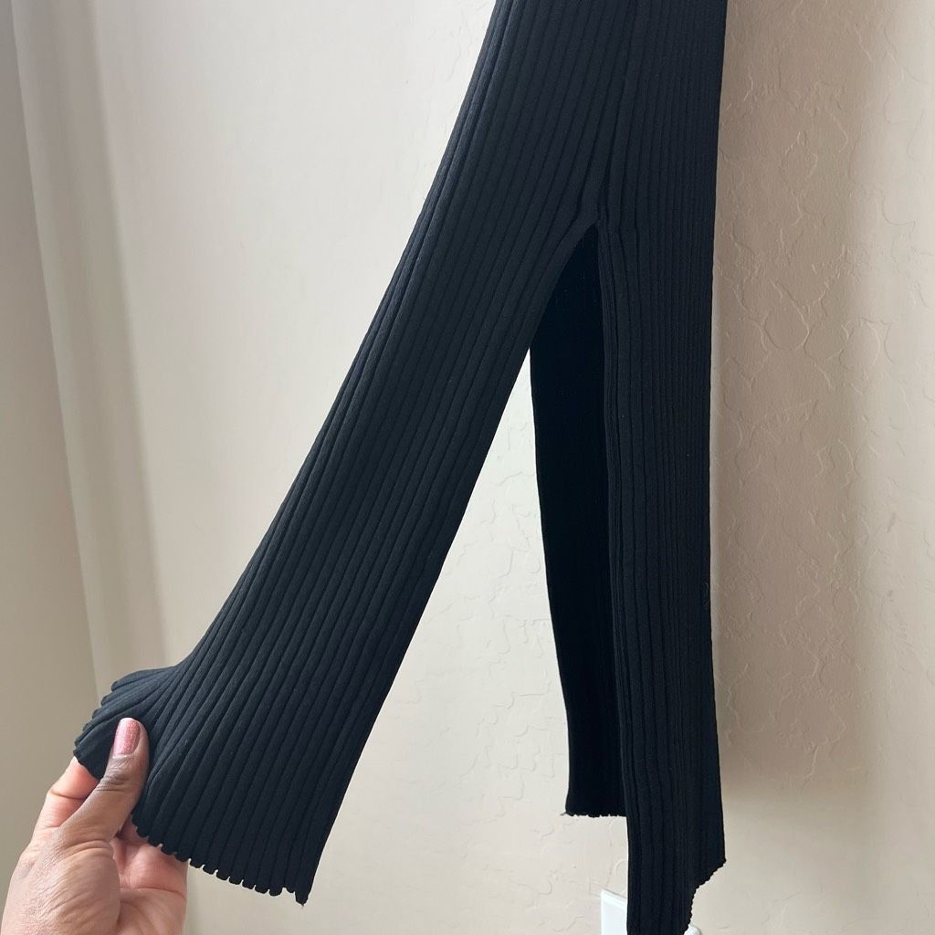 Toteme Toteme Orville Black Long Sleeve Ribbed Knit Boat Neck Midi Size M / US 6-8 / IT 42-44 - 10 Thumbnail