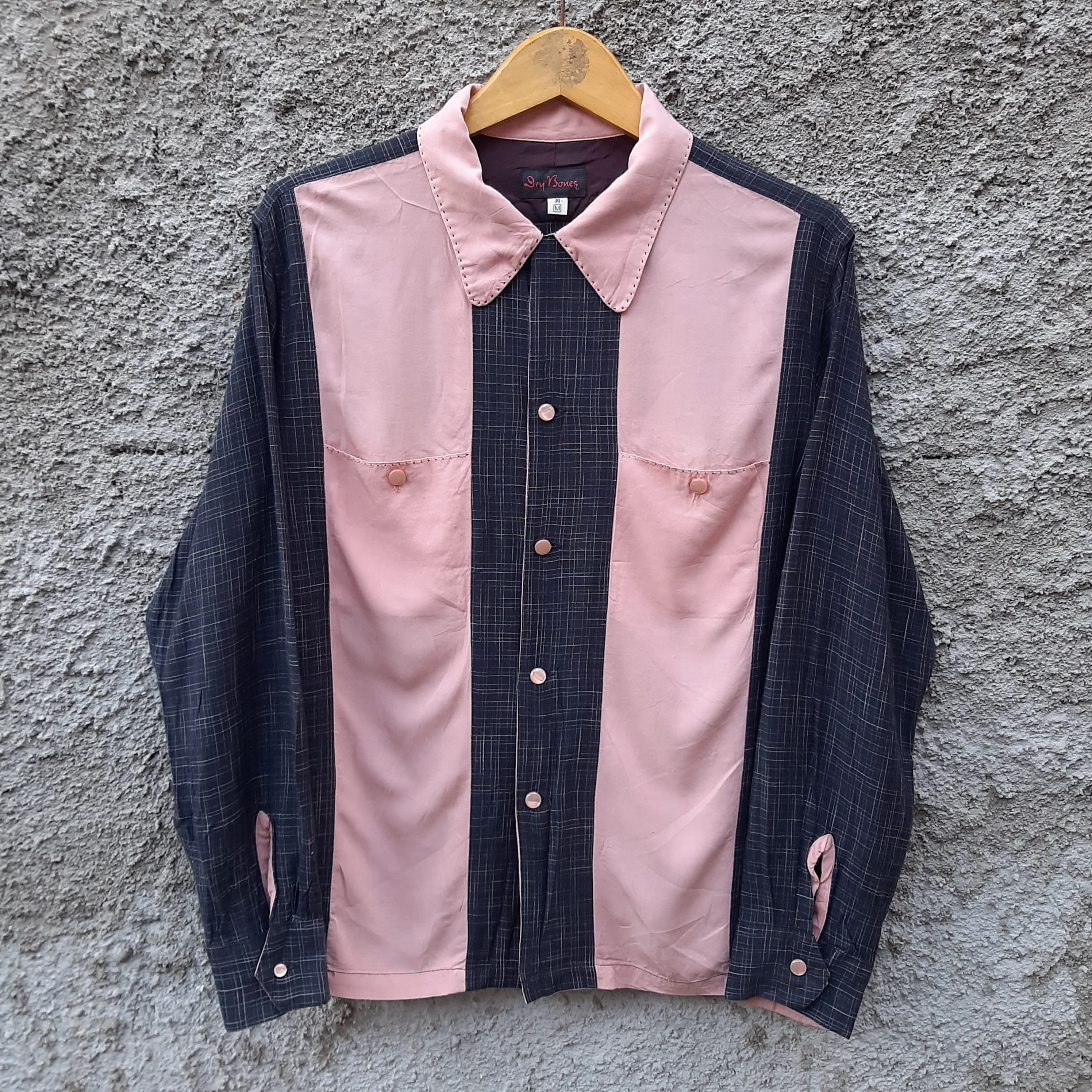Dry Bones“THUNDERBIRD”Rayon Long Shirts Dry Bones/“THUNDERBIRD”Rayon Long Sleeve Shirts(GRAY
