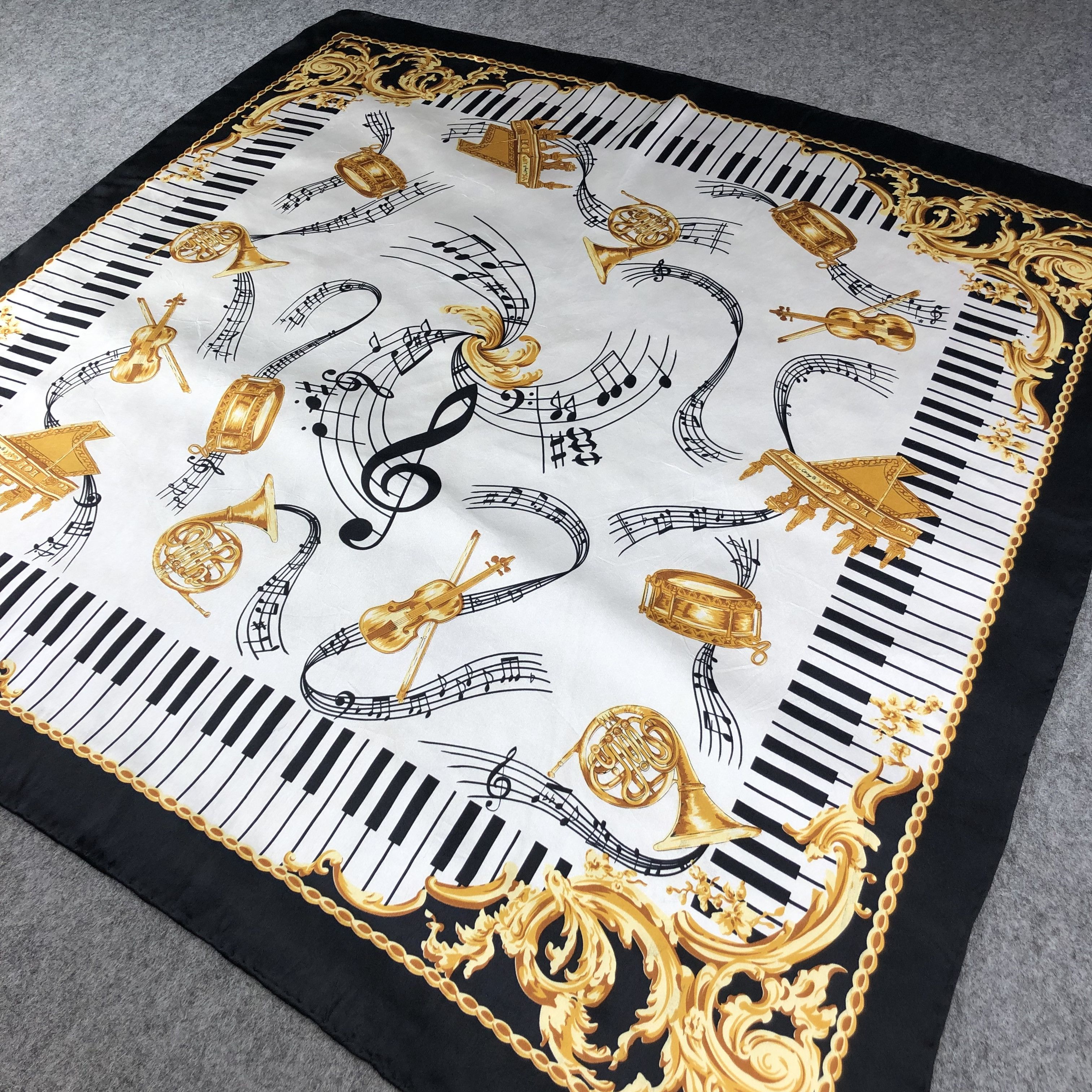 Vintage Music Cords Hand Rolled Silk Scarf M911 Size ONE SIZE - 2 Thumbnail