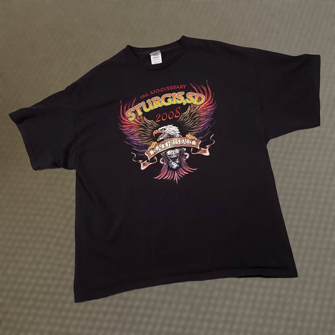 Vintage Sturgis Black Hills Rally 68th Anniversary 2008 T-Shirt Mens 2X Black Motorcycle Hanes Heavyweight Size US XXL / EU 58 / 5 - 1 Thumbnail