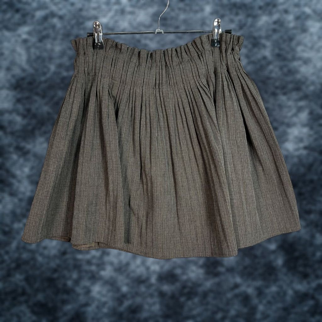 Zara Zara Woman Paperbag Mini Skirt Checked Brown Size Small Size 28" / US 6 / IT 42 - 1 Thumbnail