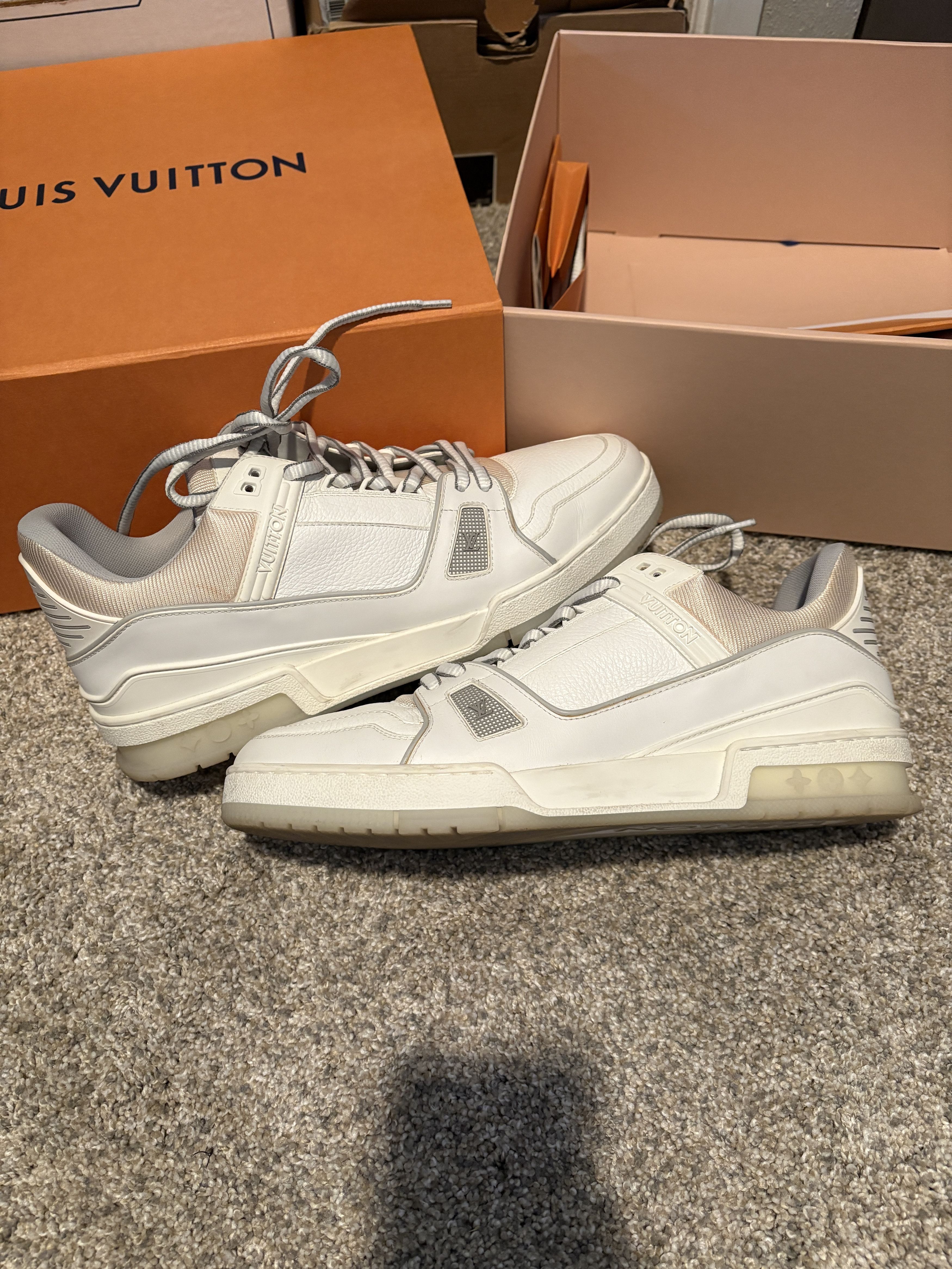Louis Vuitton LV Trainer OG Grey/White Virgil 1A5PZQ Size US 10.5 / EU 43-44 - 3 Thumbnail