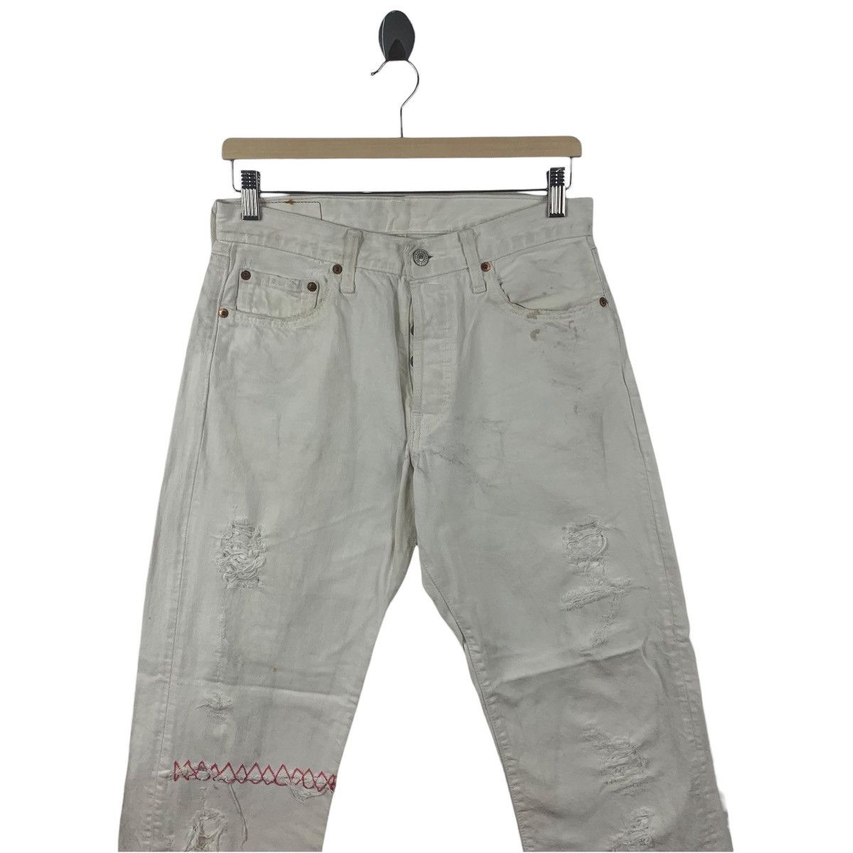 Levi's × Vintage Vintage LEVI’S lot 501 distressed white colour jeans Size 31" - 2 Thumbnail