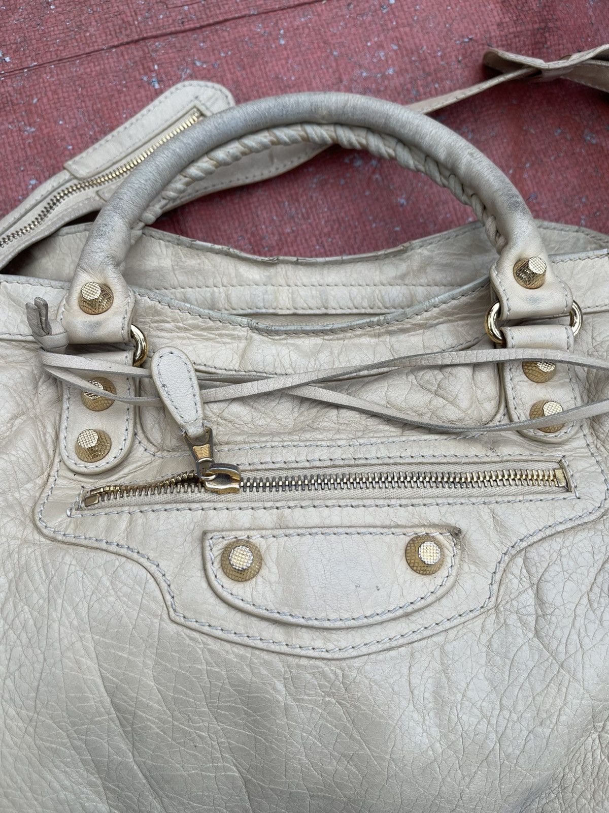 Balenciaga Balenciaga City Motorcycle Beige Handbag Size ONE SIZE - 3 Thumbnail