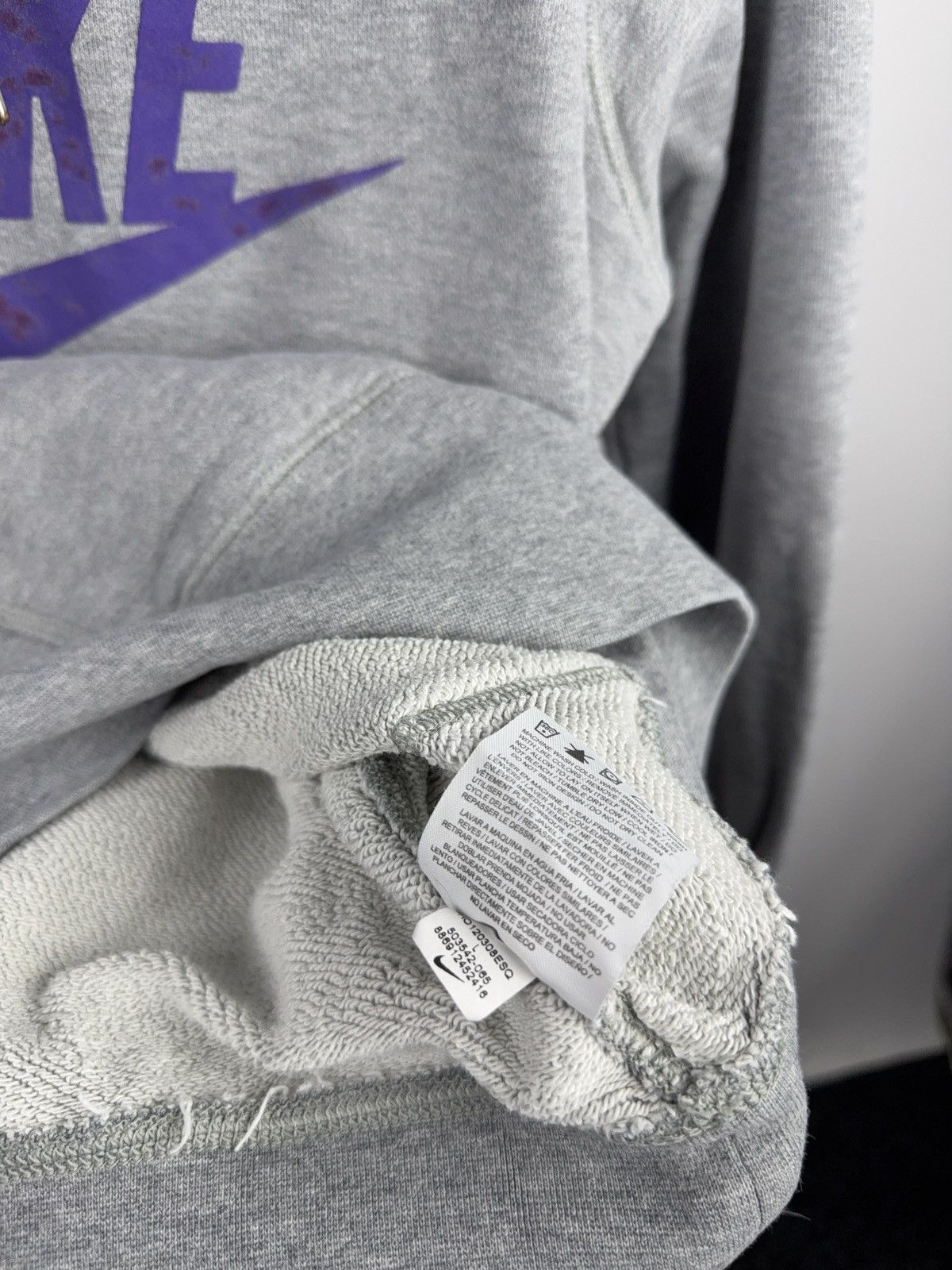 Nike 00s Retro Nike Purple Logo Y2K Sportswear Hoodie Grey Size L / US 10 / IT 46 - 13 Thumbnail