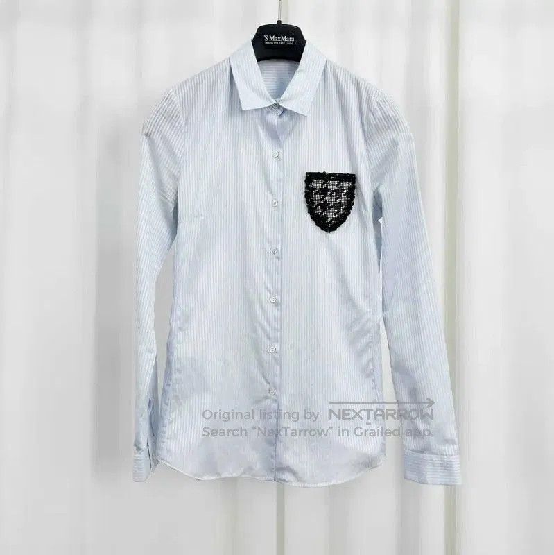 Dior Dior Light Blue Striped Long Sleeve Shirt . Size S / US 4 / IT 40 - 1 Thumbnail