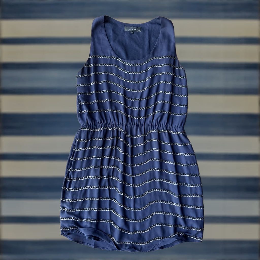 Vintage Adelyn Rae Mila Mini Dress Women’s Large Blue Chain Links Size L / US 10 / IT 46 - 1 Thumbnail