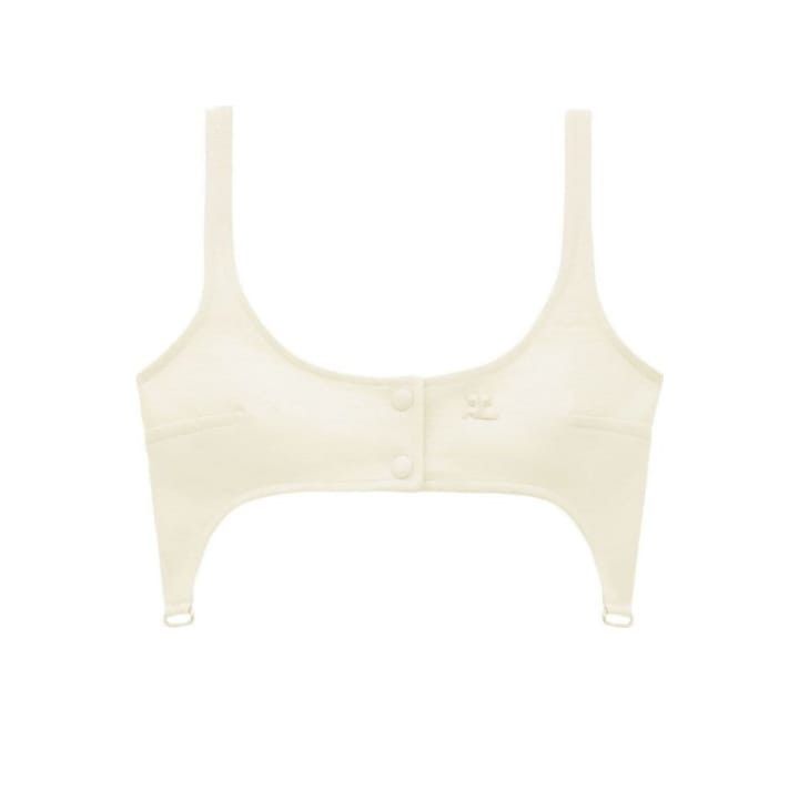 Courreges o1mle0824 Patent Garter Top in White Size XS / US 0-2 / IT 36-38 - 1 Thumbnail