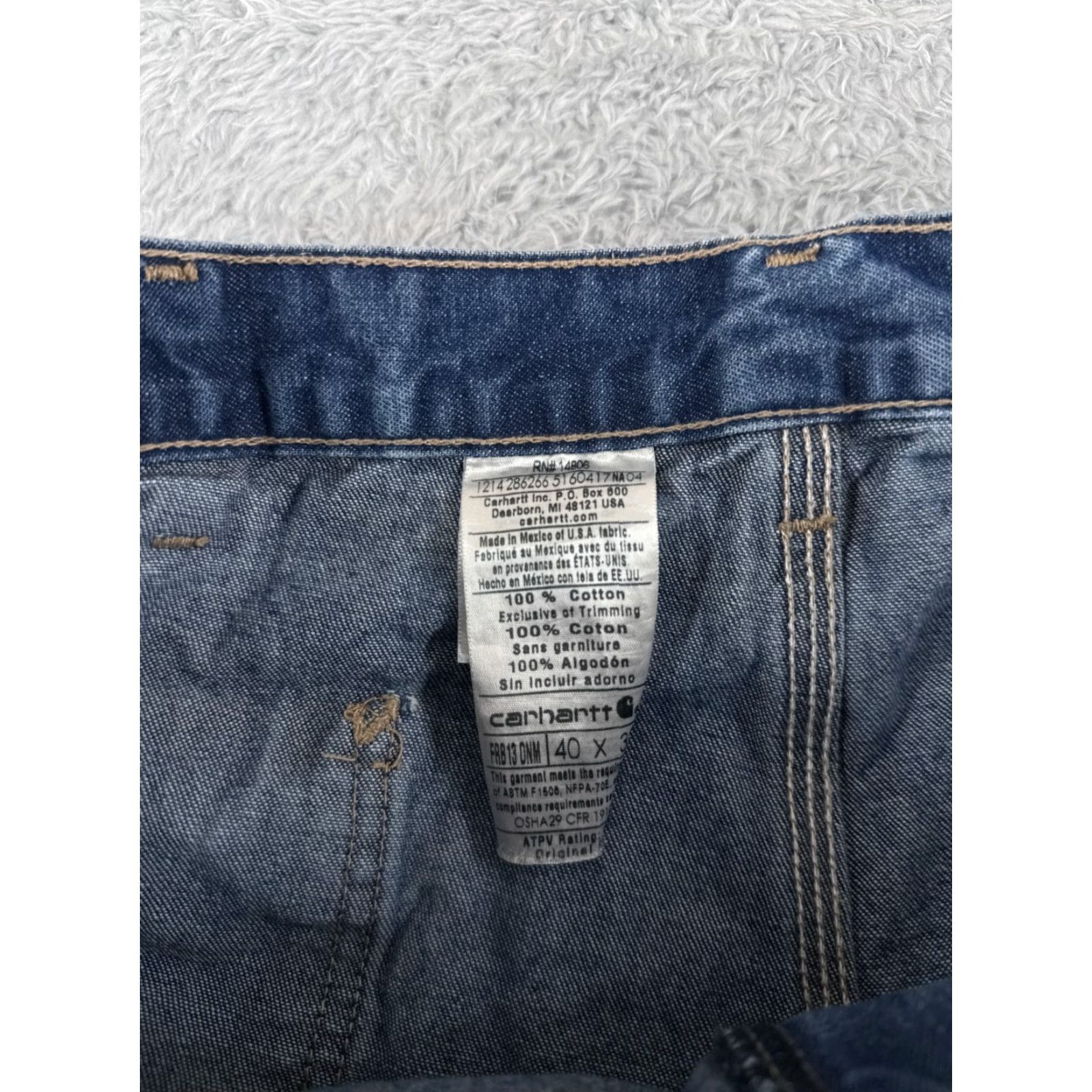 Carhartt VINTAGE Carhartt Jeans Mens 40 Blue Denim Flame-Resistant FR FRB13 NFPA 2113 Workwear jeans Size US 40 / EU 56 - 6 Thumbnail