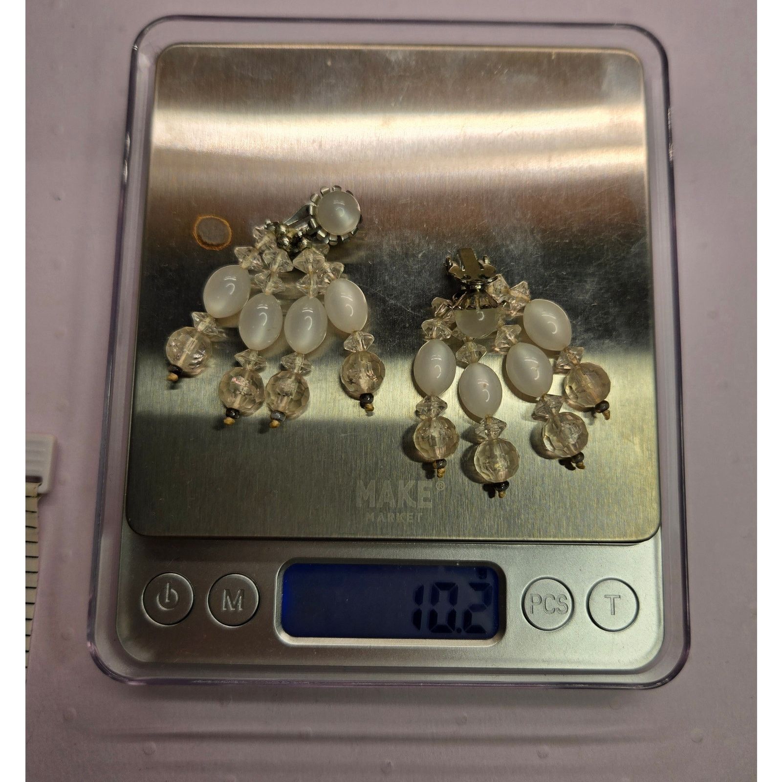 Vintage Vintage MCM Clear Crystal Beaded Chandelier Dangle Earrings Size ONE SIZE - 6 Thumbnail