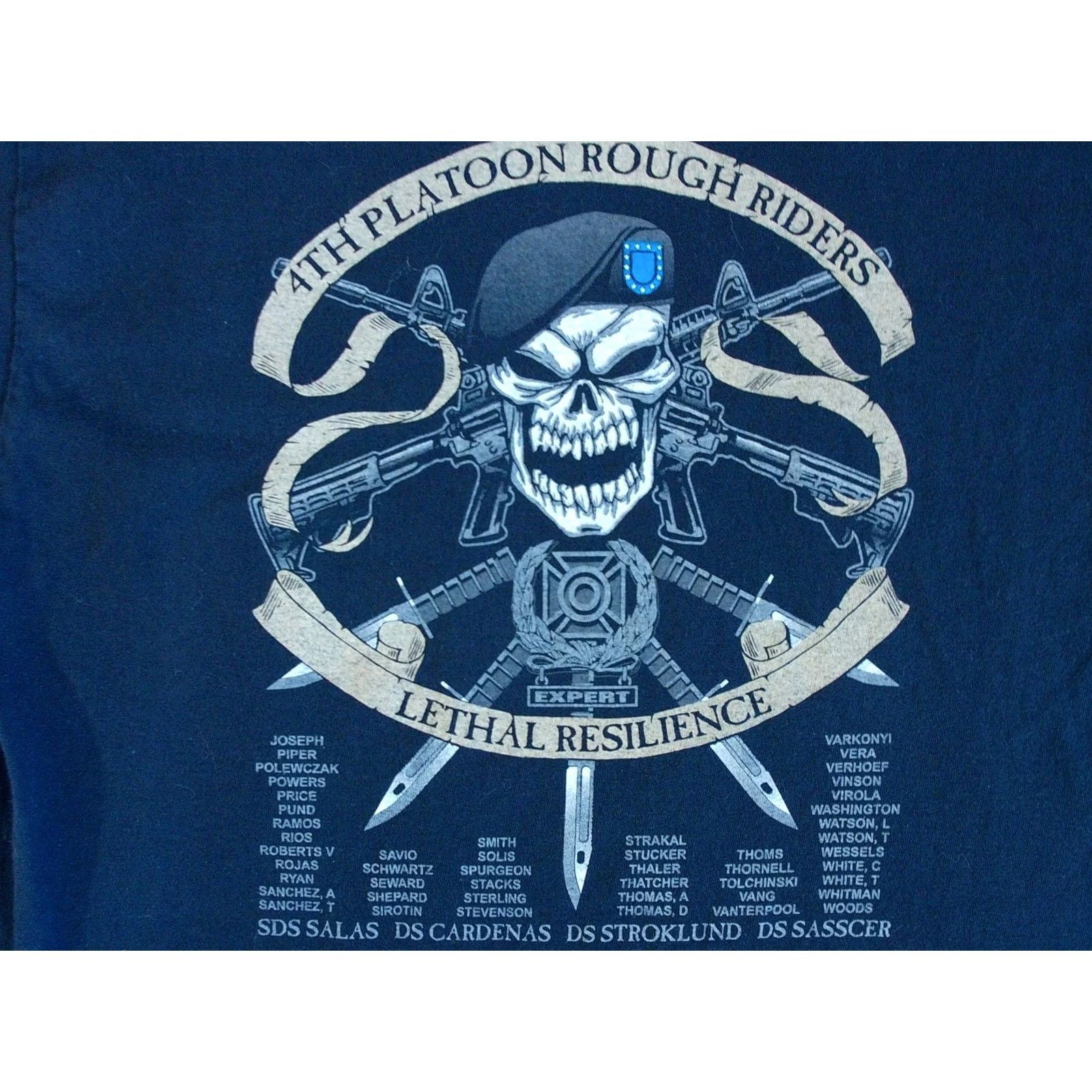 Gildan Nike Delta Battery Rough Riders T Shirt Men Large Army USA Military Graphic Print Double-Sided Black Cotton Gildan 2010s Size US L / EU 52-54 / 3 - 4 Thumbnail