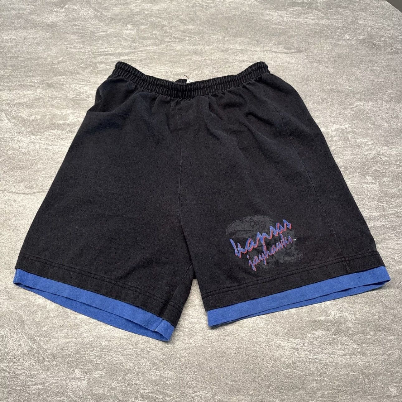 NBA × Vintage Vintage 90s Kansas Jayhawks Sweat Shorts Cotton Basketball Size US 34 / EU 50 - 1 Thumbnail