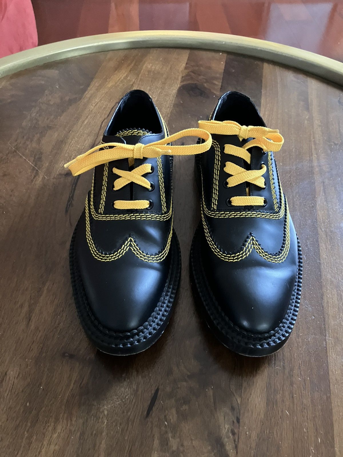 Burberry Burberry Bertram Black Leather Yellow Stitching Oxfords Size US 9 / IT 39 - 1 Thumbnail
