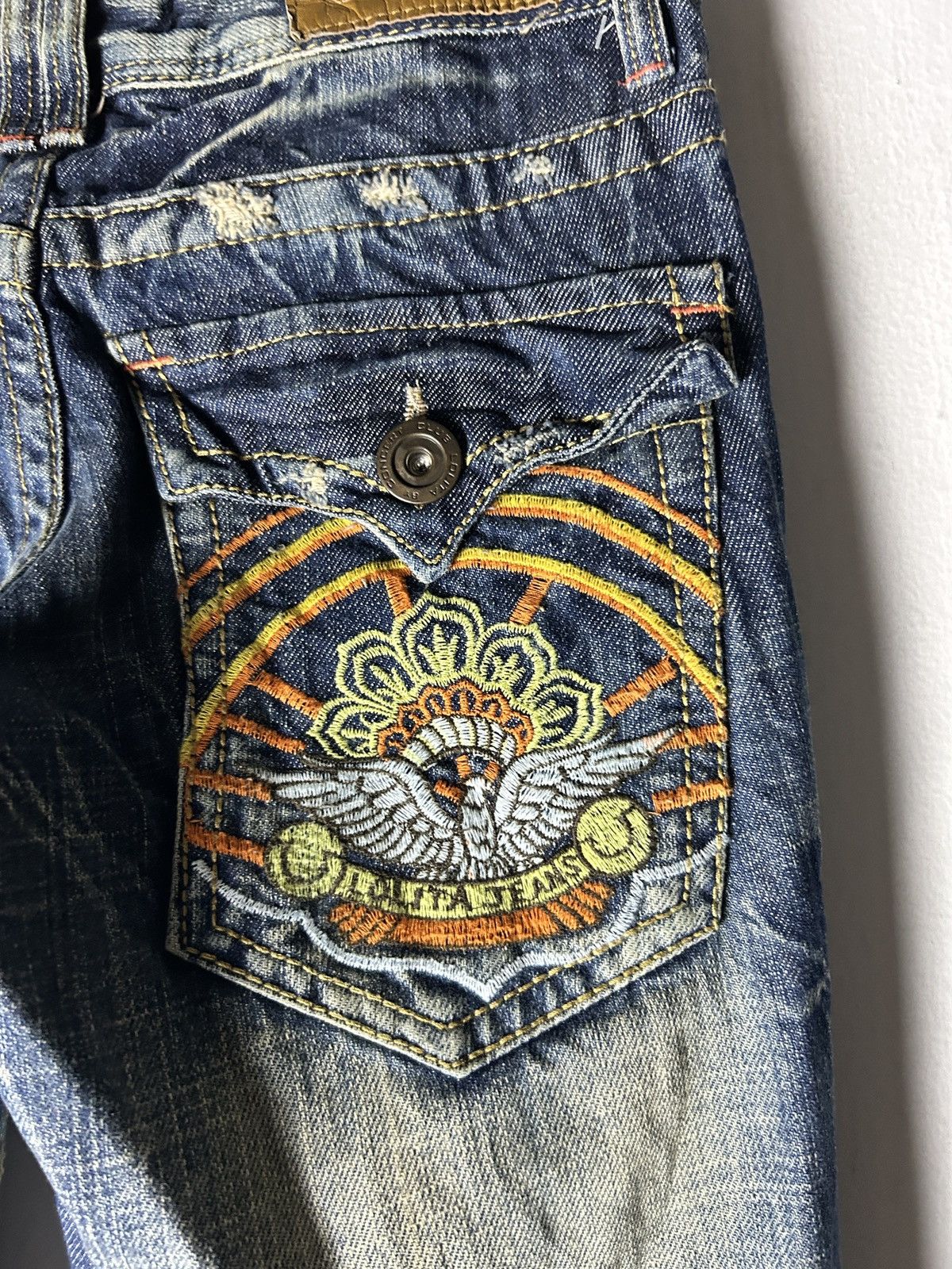 Japanese Brand Distressed Lolita Jeans Concert Club Embroidery Pocket Size 28" / US 6 / IT 42 - 4 Thumbnail