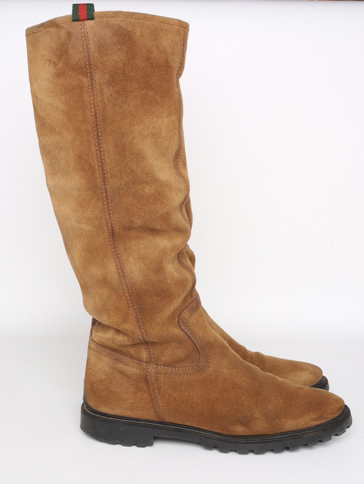 Gucci Gucci Suede Shearling Web Boots Brown Saint Moritz High Shoe Size US 8.5 / IT 38.5 - 20 Thumbnail