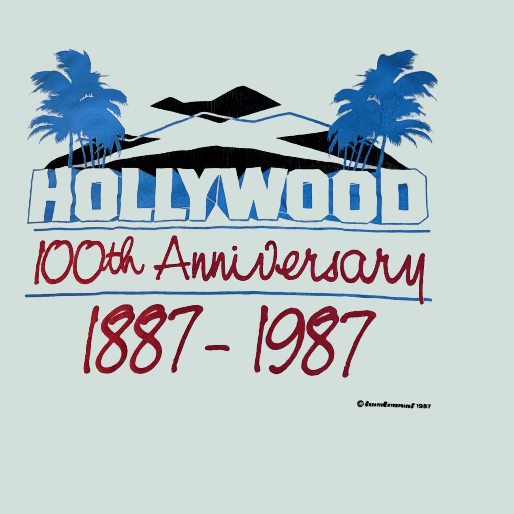 Vintage VINTAGE 100% T-shirt USA Hollywood 100 year anniversary Made In USA Men L White Shirt Size US L / EU 52-54 / 3 - 1 Thumbnail