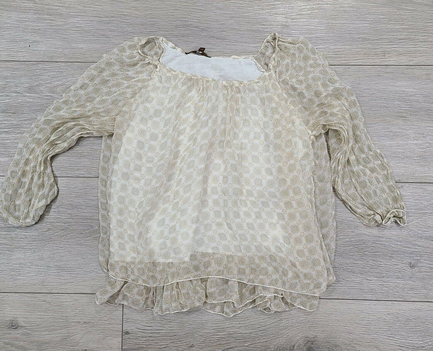 Designer Piaza Roma Top Extra Small Silk Layered Peasant Semi Sheer Size XS / US 0-2 / IT 36-38 - 1 Thumbnail