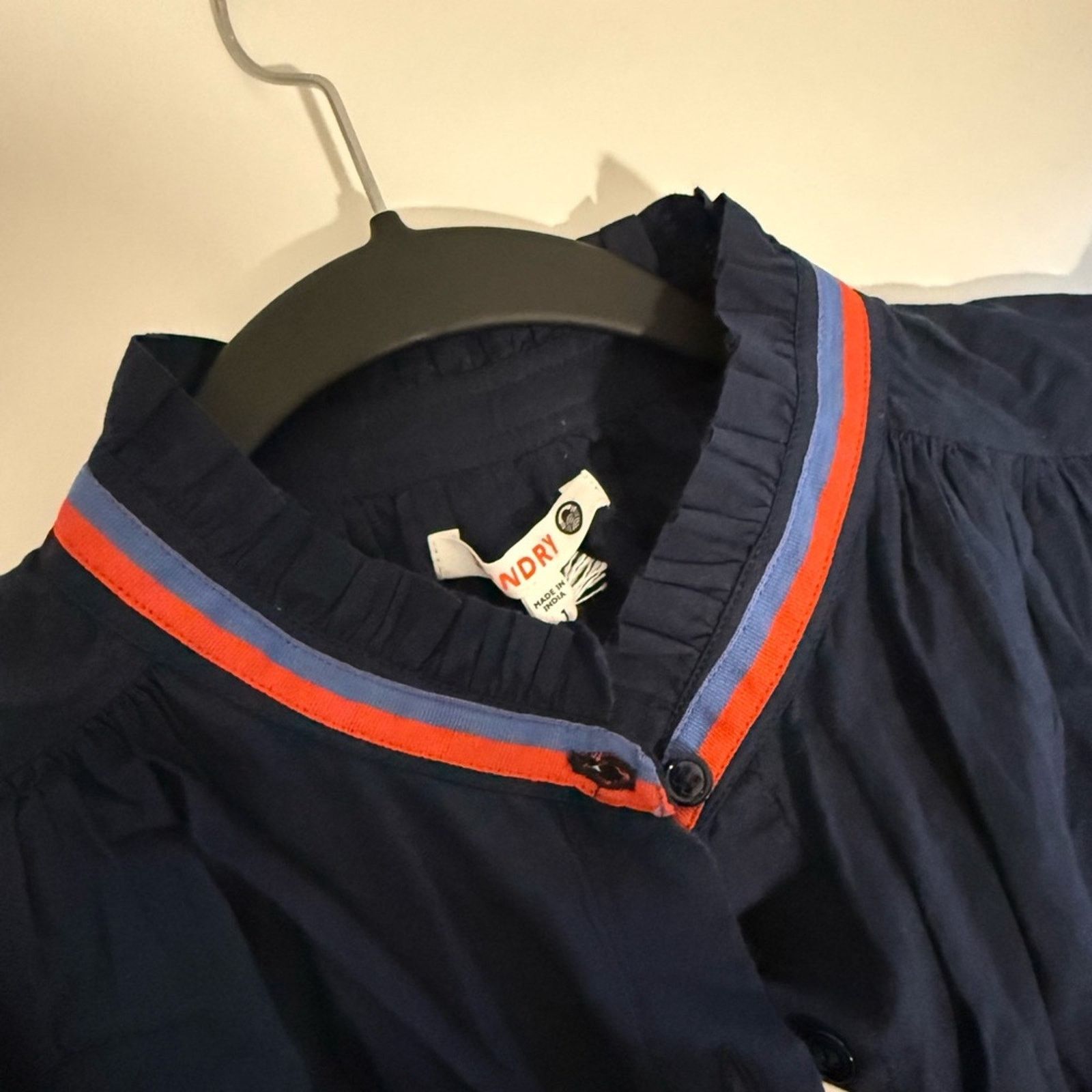Anthropologie New! Sundry Flutter Sleeve Button Down - Navy - 1(S) - $128 Size S / US 4 / IT 40 - 7 Thumbnail