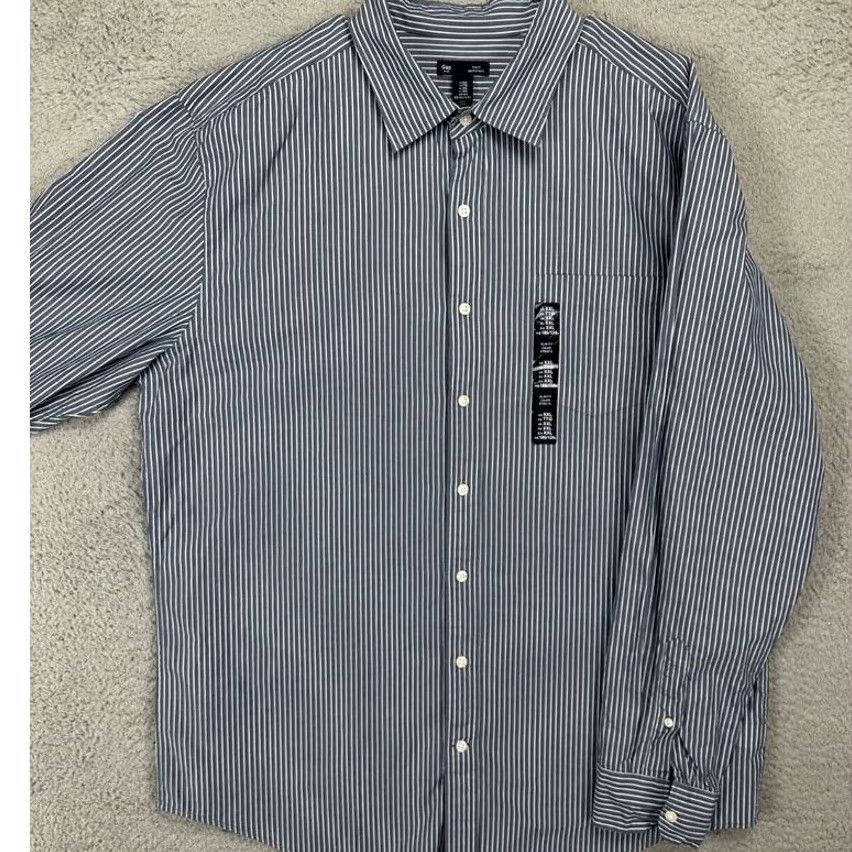 Gap VINTAGE? No — Gap Button Up Shirt Mens 2XL Blue Pencil Striped Slim Fit Long Sleeve NEW Size US XXL / EU 58 / 5 - 2 Thumbnail