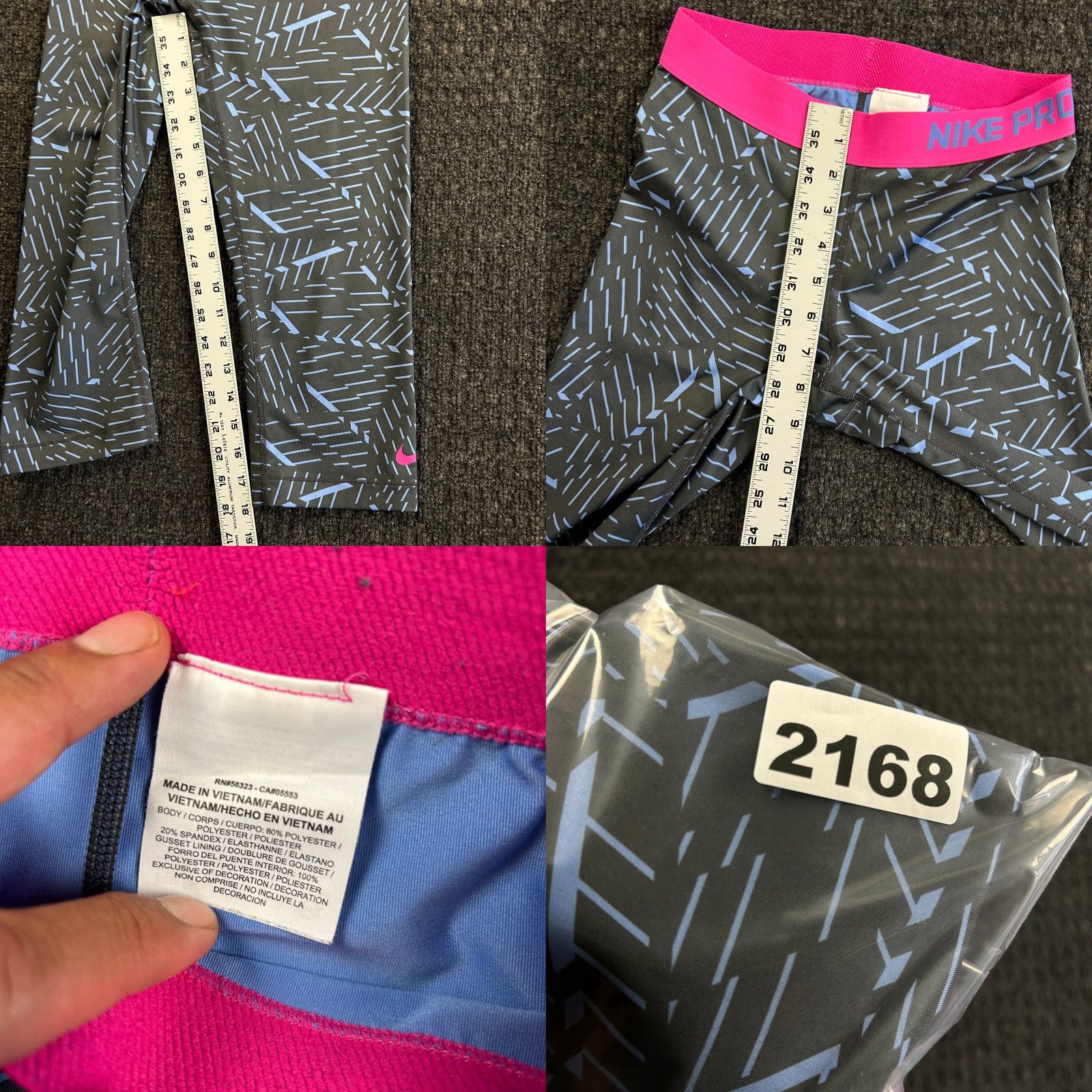 Nike Nike Pro Capri Pants Pedal Pushers ¾ Cropped Blue Pink S Women's M Geometric Elastic Waist Running Yoga 589023 Pro Nike Pro Pants Capris Size 32" / US 10 / IT 46 - 8 Thumbnail