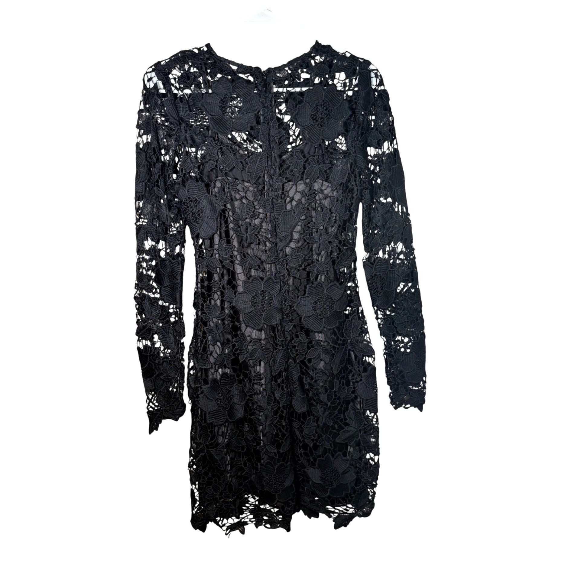 Bebe Women\'s Black Lace Mini Dress Size 4 Quiet Luxury, Dark