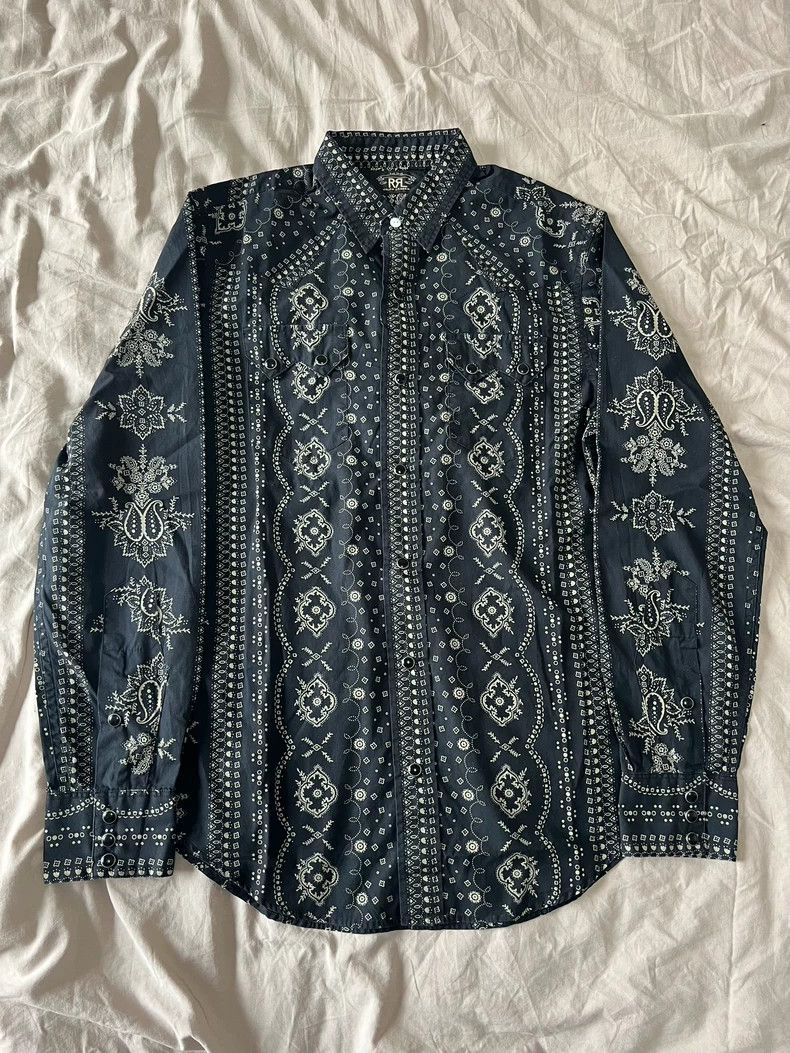 RRL Ralph Lauren RRL Ralph Lauren Black Cashew Blossom Western Shirt Size US S / EU 44-46 / 1 - 1 Thumbnail