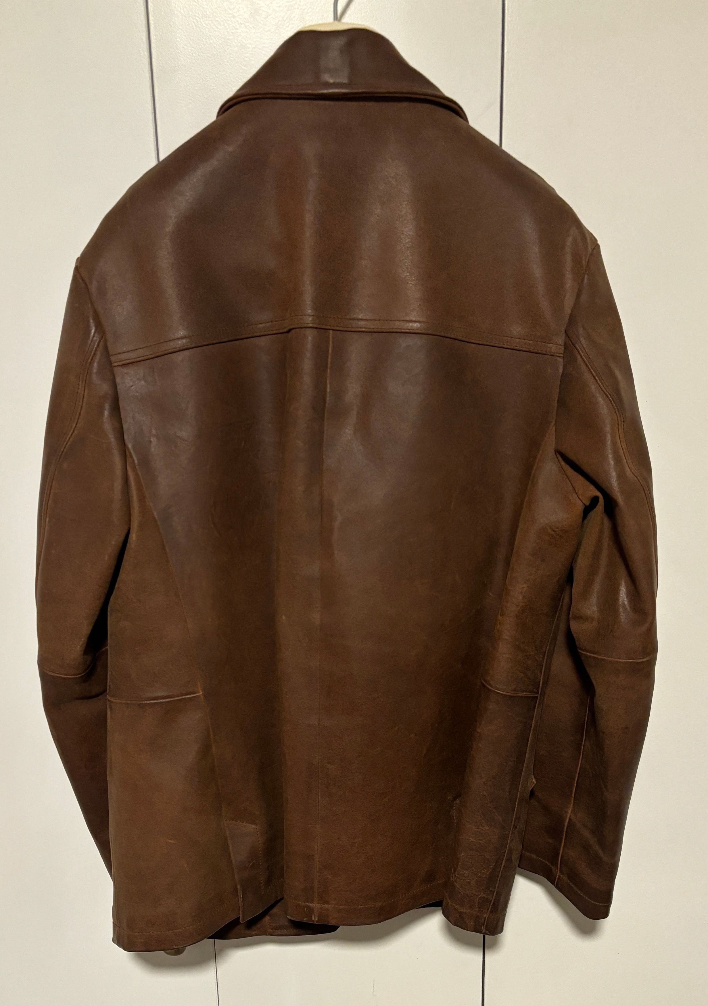 Aero Leathers $850 Brown Leather Button Closure Jacket - Small/ Medium Size US M / EU 48-50 / 2 - 8 Thumbnail