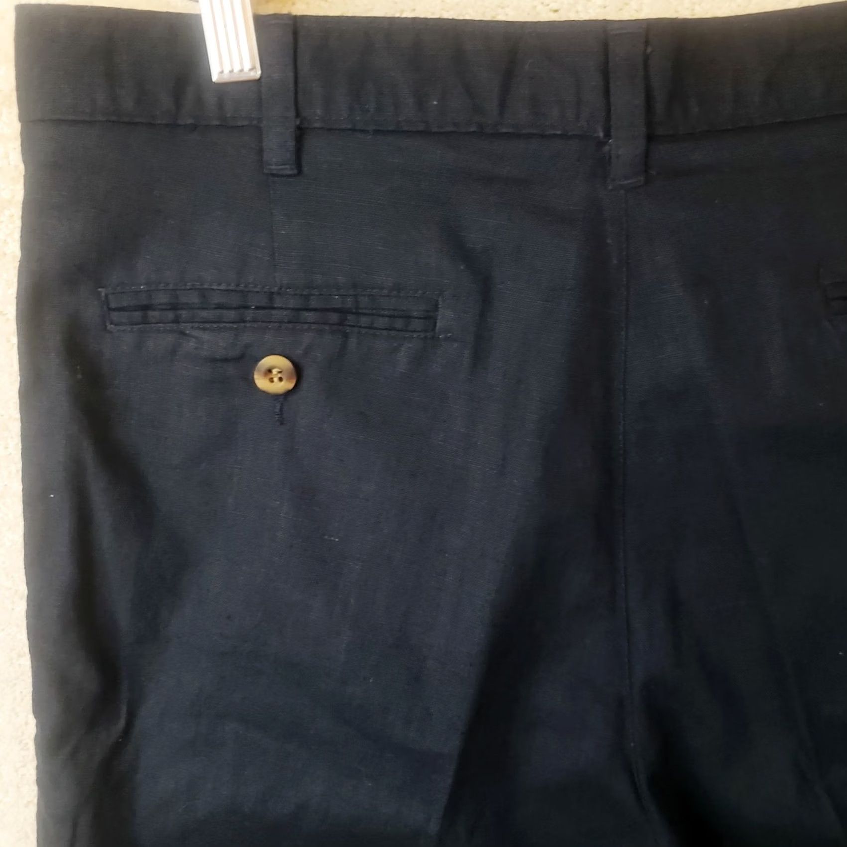 Vintage Northern Isles Men's Navy Blue Pleated Front Shorts Linen Cotton Blend 36x9 Regular Inseam 9 in Navy Chino Casual Travel Summer Spring Fall Mens Size US 36 / EU 52 - 7 Thumbnail