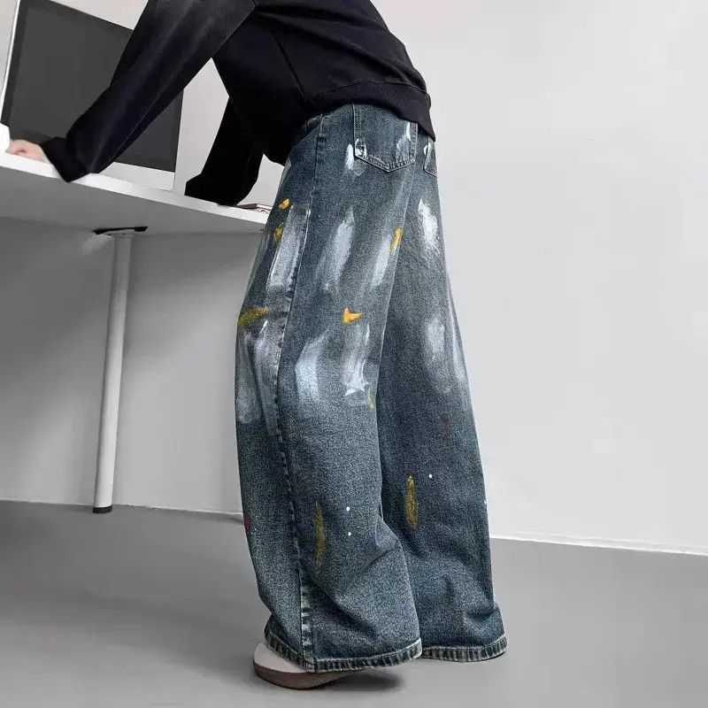 Japanese Brand Retro loose straight leg wide leg graffiti jeans Size US 32 / EU 48 - 6 Thumbnail