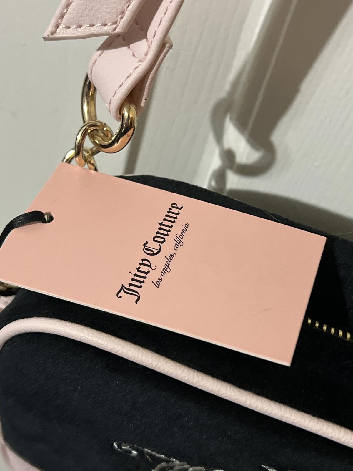 Juicy Couture Jeans Juicy Couture Black and Pink Velvet Crossbody Bag Size ONE SIZE - 4 Thumbnail