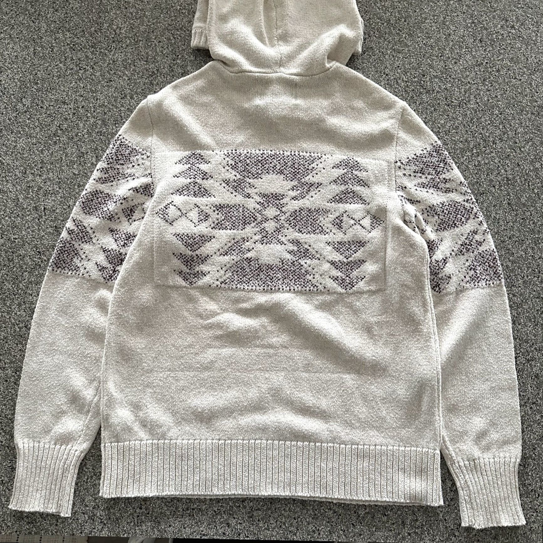 American Eagle Outfitters VINTAGE American Eagle Knit Sweater Mens M Pullover Hoodie Aztec Print Ivory Purple Size US M / EU 48-50 / 2 - 4 Thumbnail