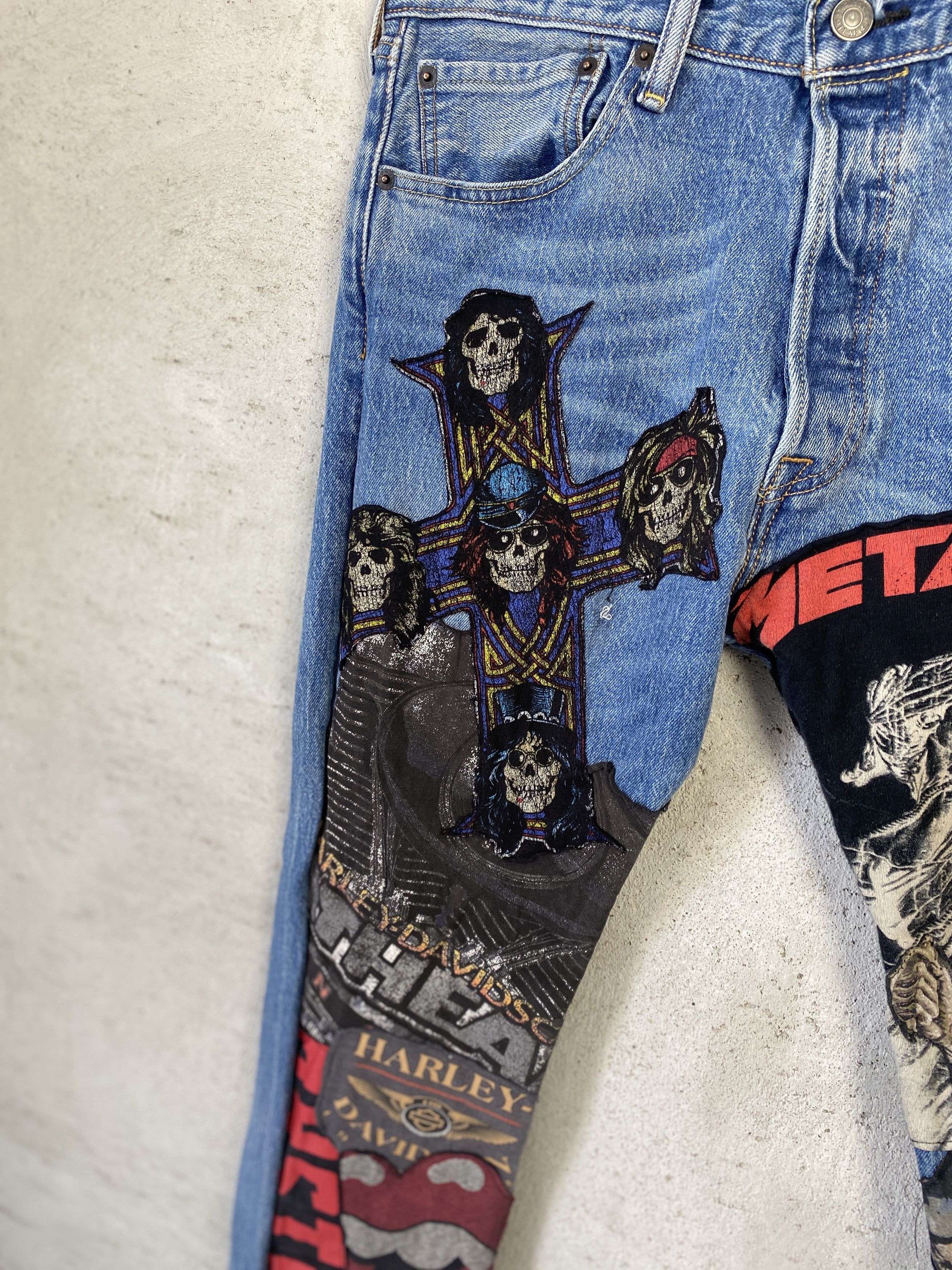Levi's Levi's patchwork denim patches Metallica Davidson vintage Size US 32 / EU 48 - 2 Thumbnail
