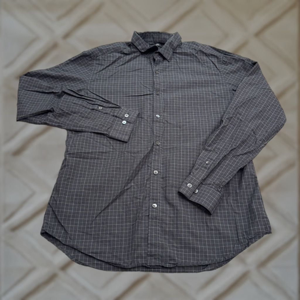 Theory Theory Button-Up Shirt Mens Large Plaid Gray Cotton Long Sleeve Casual Workwear 2000s Mens Size US L / EU 52-54 / 3 - 1 Thumbnail