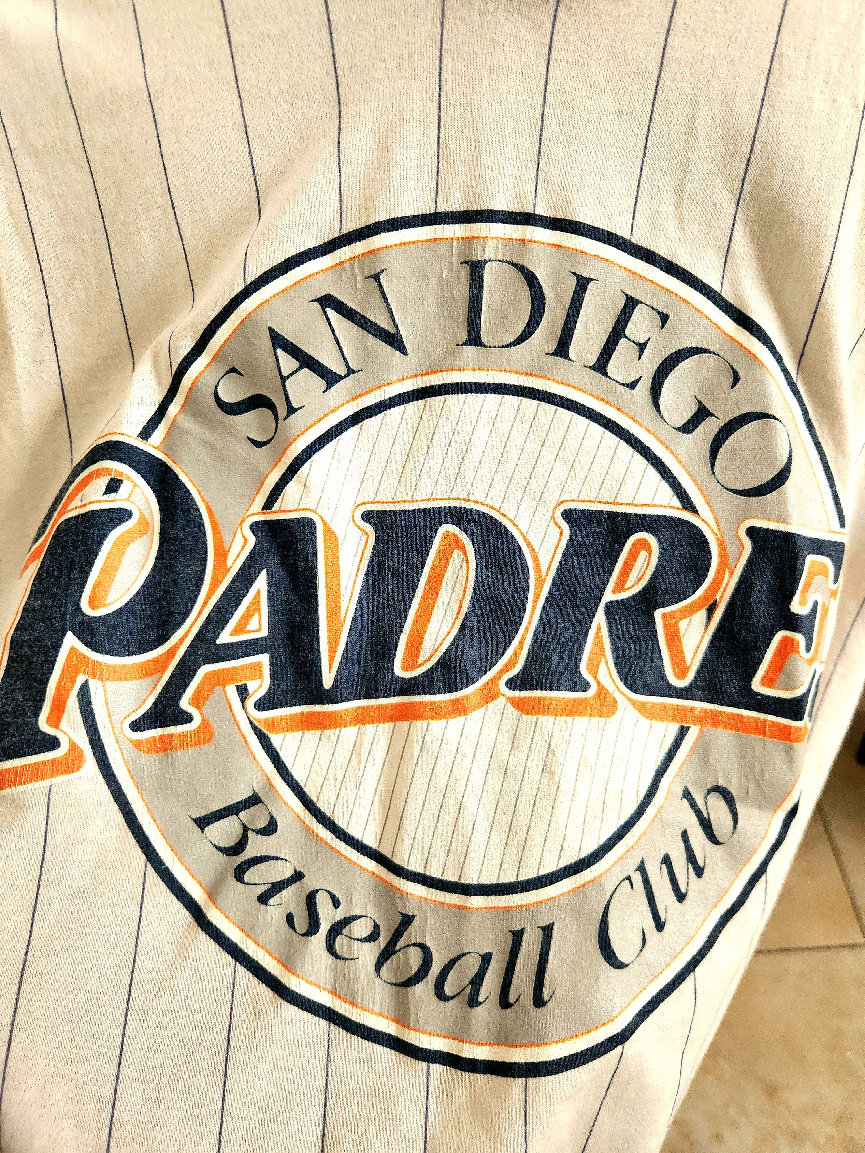 MLB × Vintage Vintage 1991 San Diego Padres Pinstripe V-neck jersey shirt Size US M / EU 48-50 / 2 - 8 Thumbnail
