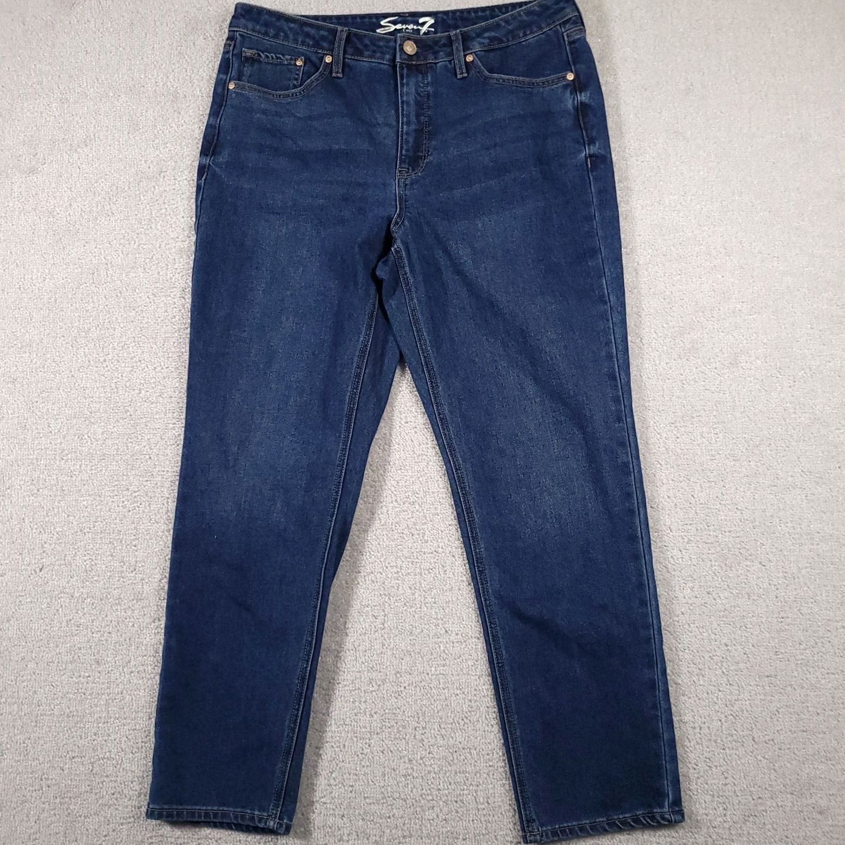 7 For All Mankind VINTAGE Seven 7 Jeans Women's 12 Denim Slim Straight Jean Stretch Mid-Rise Size 34" / US 12 / IT 48 - 2 Thumbnail
