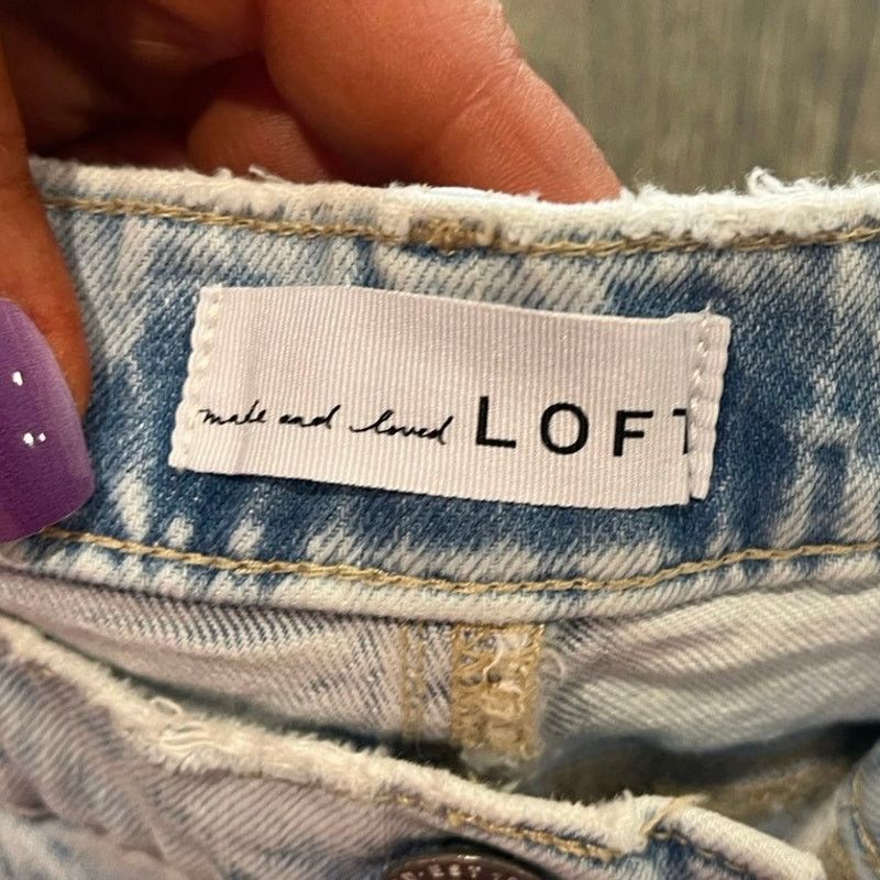 Loft LOFT High Waist Kick Crop Jeans Denim Raw Hem Blue Size 29/8 Size 30" / US 8 / IT 44 - 8 Thumbnail