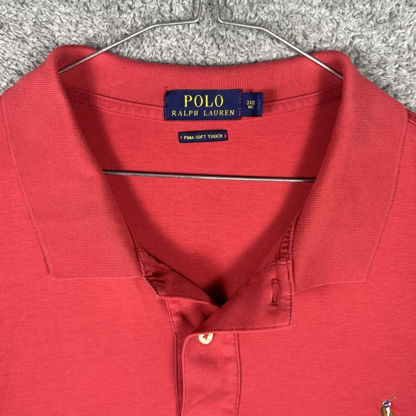 Polo Ralph Lauren Polo Ralph Lauren Shirt Mens Big 3XB Pima Soft Touch Stretch Polo Red Short Sleeve 58 in Chest Size US XXL / EU 58 / 5 - 4 Thumbnail
