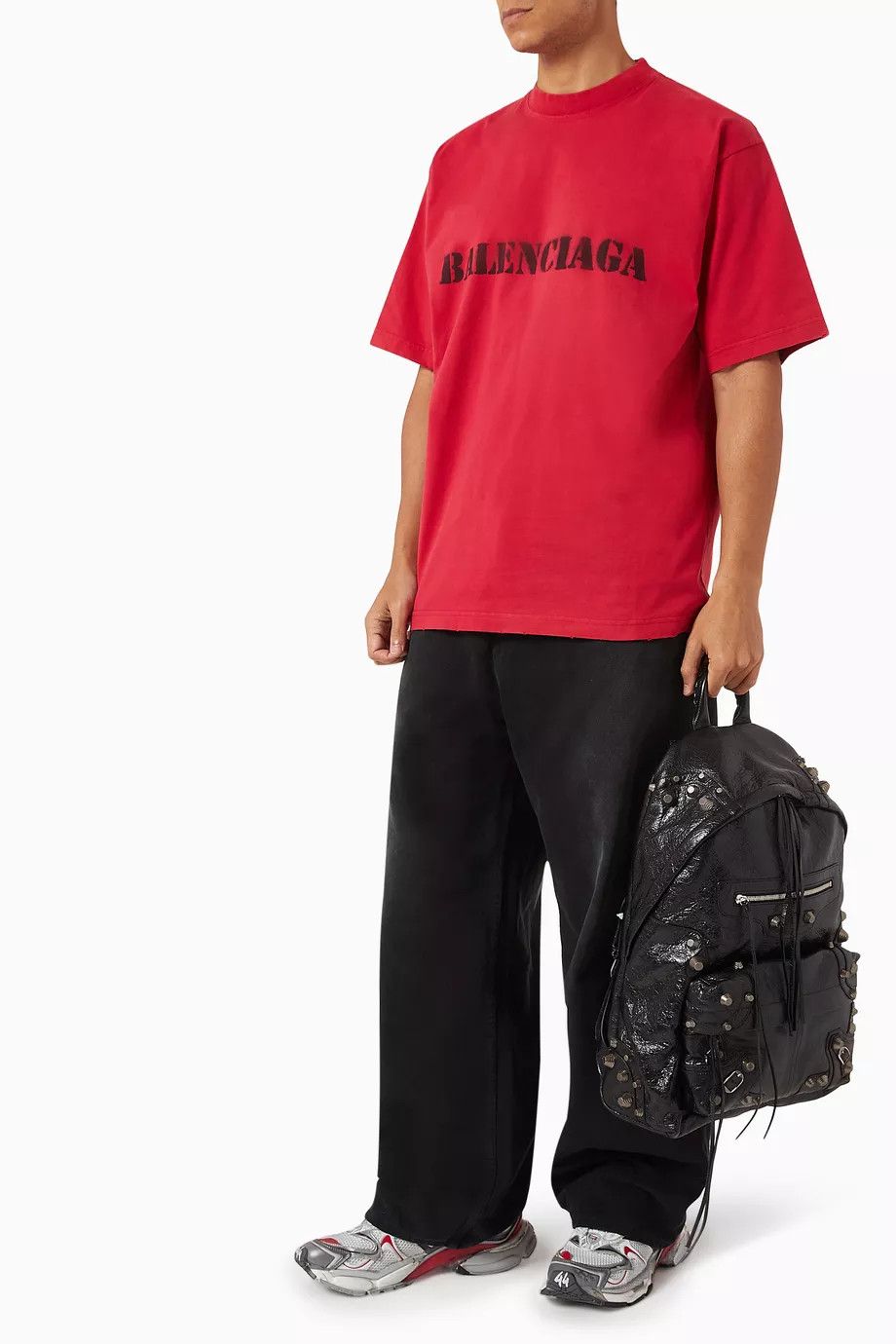 Balenciaga o1w1db10525 Dup / Stencil Type T-Shirt Medium Fit in Red Size US XXL / EU 58 / 5 - 6 Thumbnail
