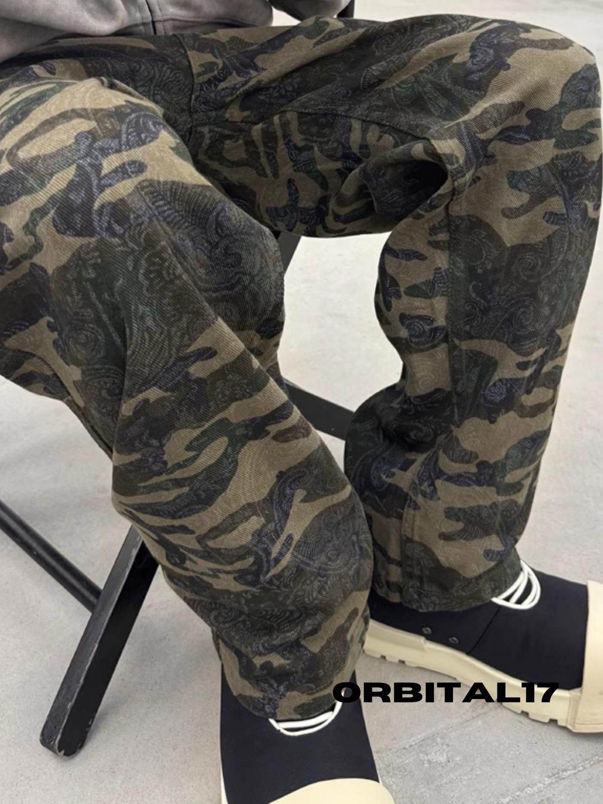 Vintage Camo Embroidered Cargo Straight Micro Flared Pants Size US 32 / EU 48 - 5 Thumbnail