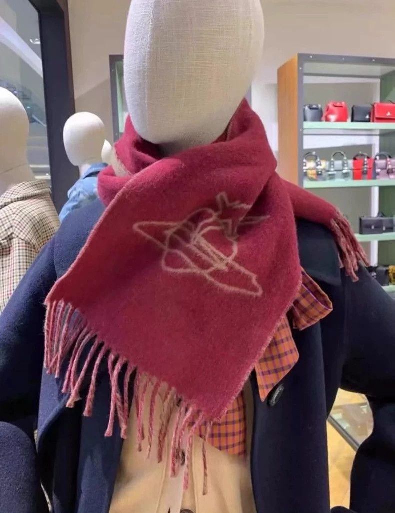 Vivienne Westwood Vivienne Westwood Saturn wine red double-sided wool scarf Size ONE SIZE - 1 Thumbnail