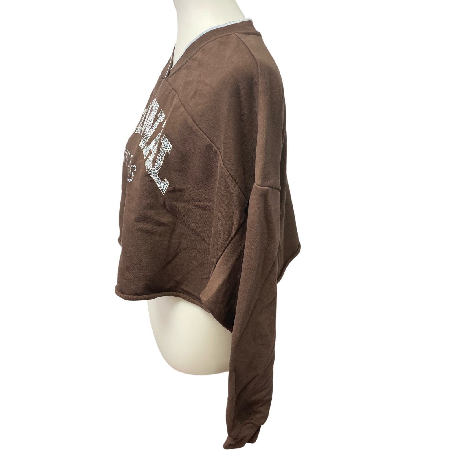 H&M H&M XXL Long Sleeve V-Neck Cropped Cotton Sweatshirt Size XXL / US 16-18 / IT 52-54 - 3 Thumbnail