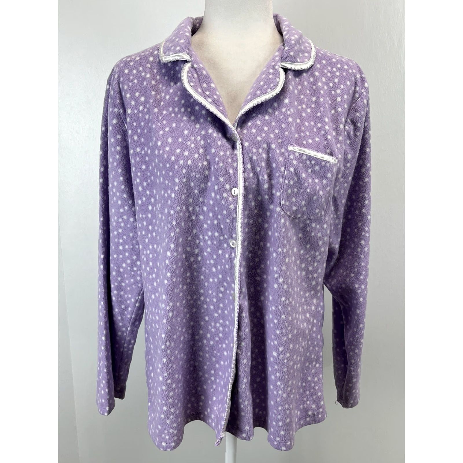 Ariat Aria Pajama Set Women XL Purple Polka Dot Soft Fleece 2-Piece GUC Size ONE SIZE - 2 Thumbnail