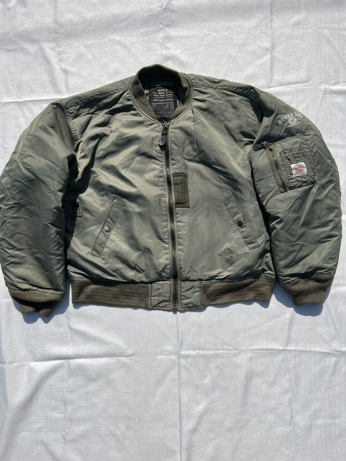 Replay Reply jeans olive green bomber jacket Size US S / EU 44-46 / 1 - 1 Thumbnail