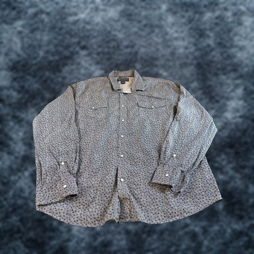 Vintage American Rag Shirt Long Sleeve Western Blue White Floral Mens XXL 2XL Size US XXL / EU 58 / 5 - 1 Thumbnail