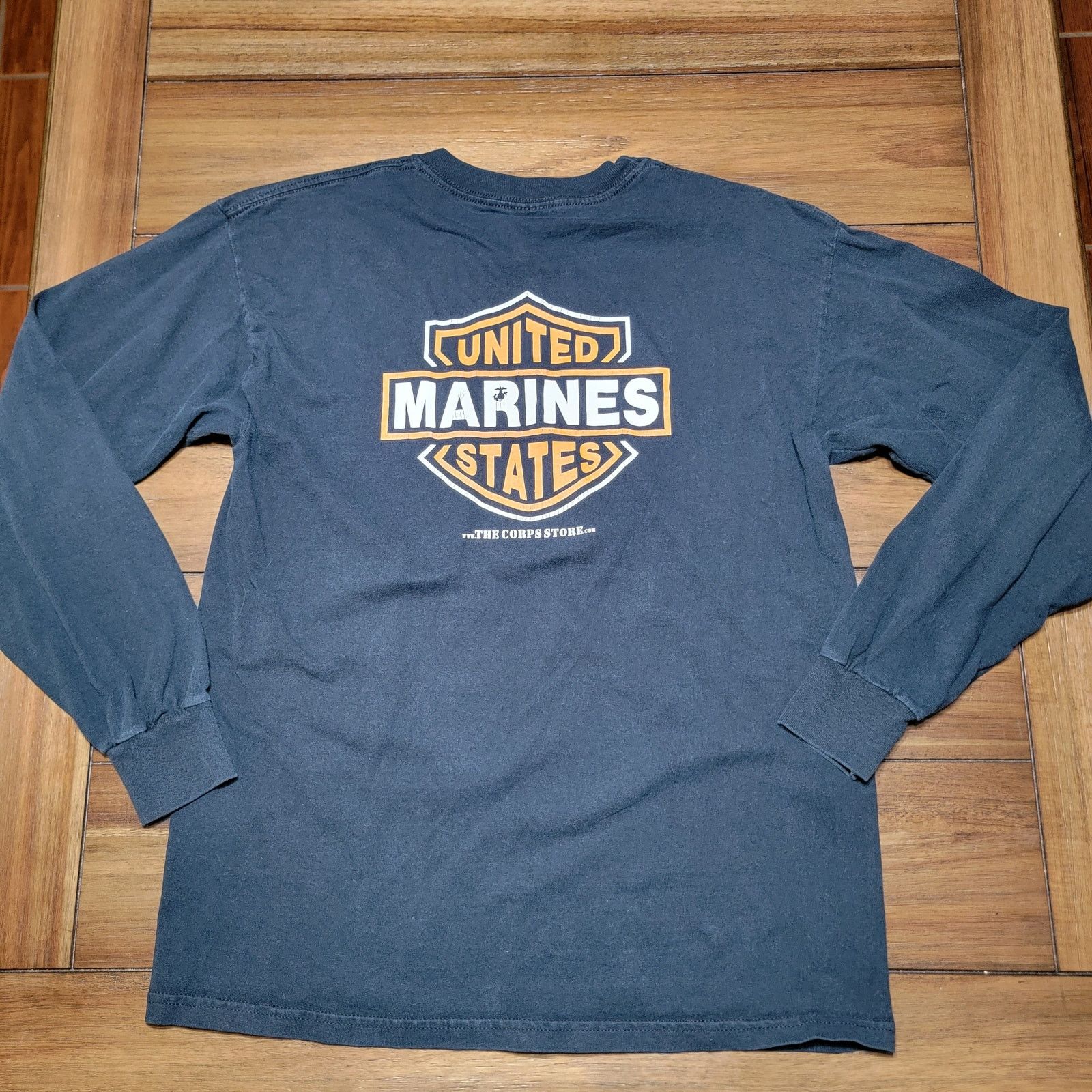 Gildan US Marines LS Unisex Tee Harley Davidson Style - Size Medium Size US M / EU 48-50 / 2 - 1 Thumbnail